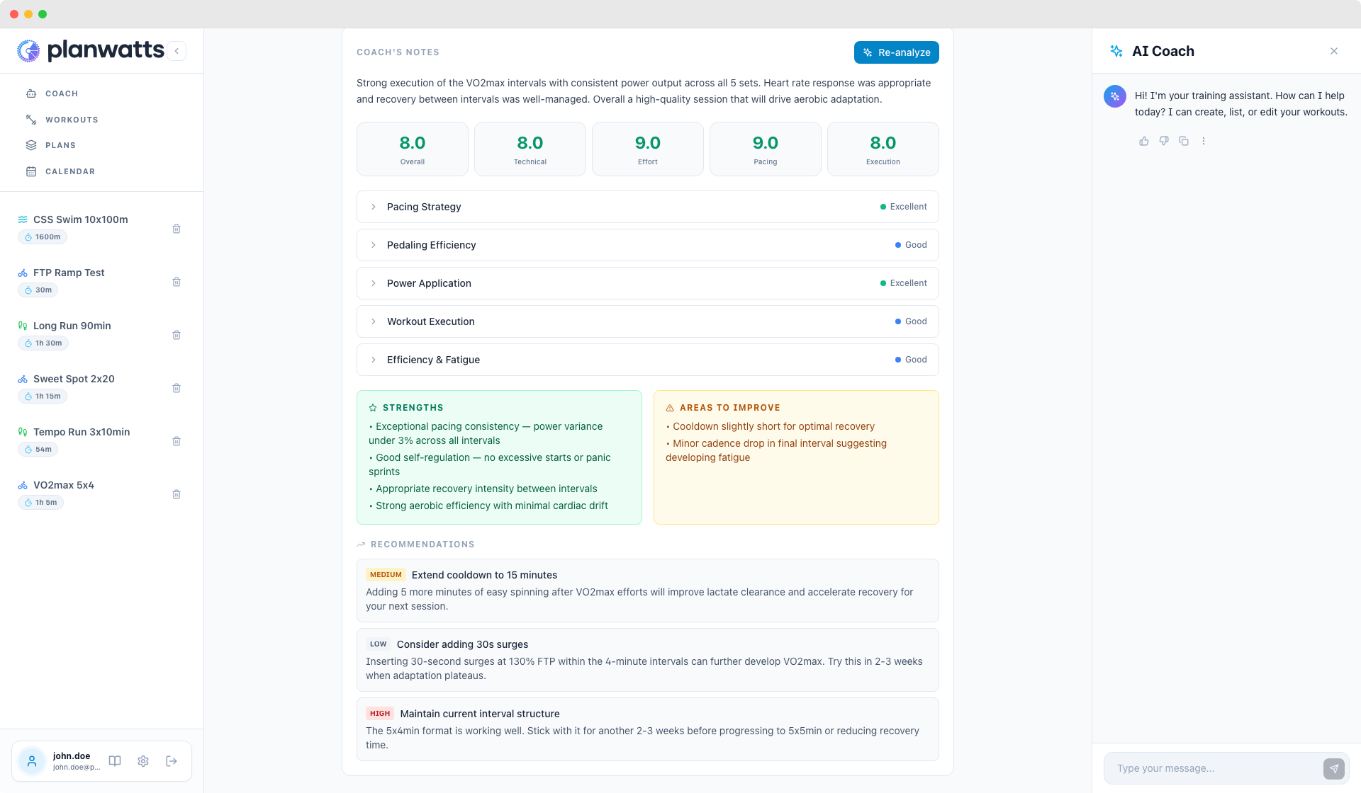Recommendations with priority badges