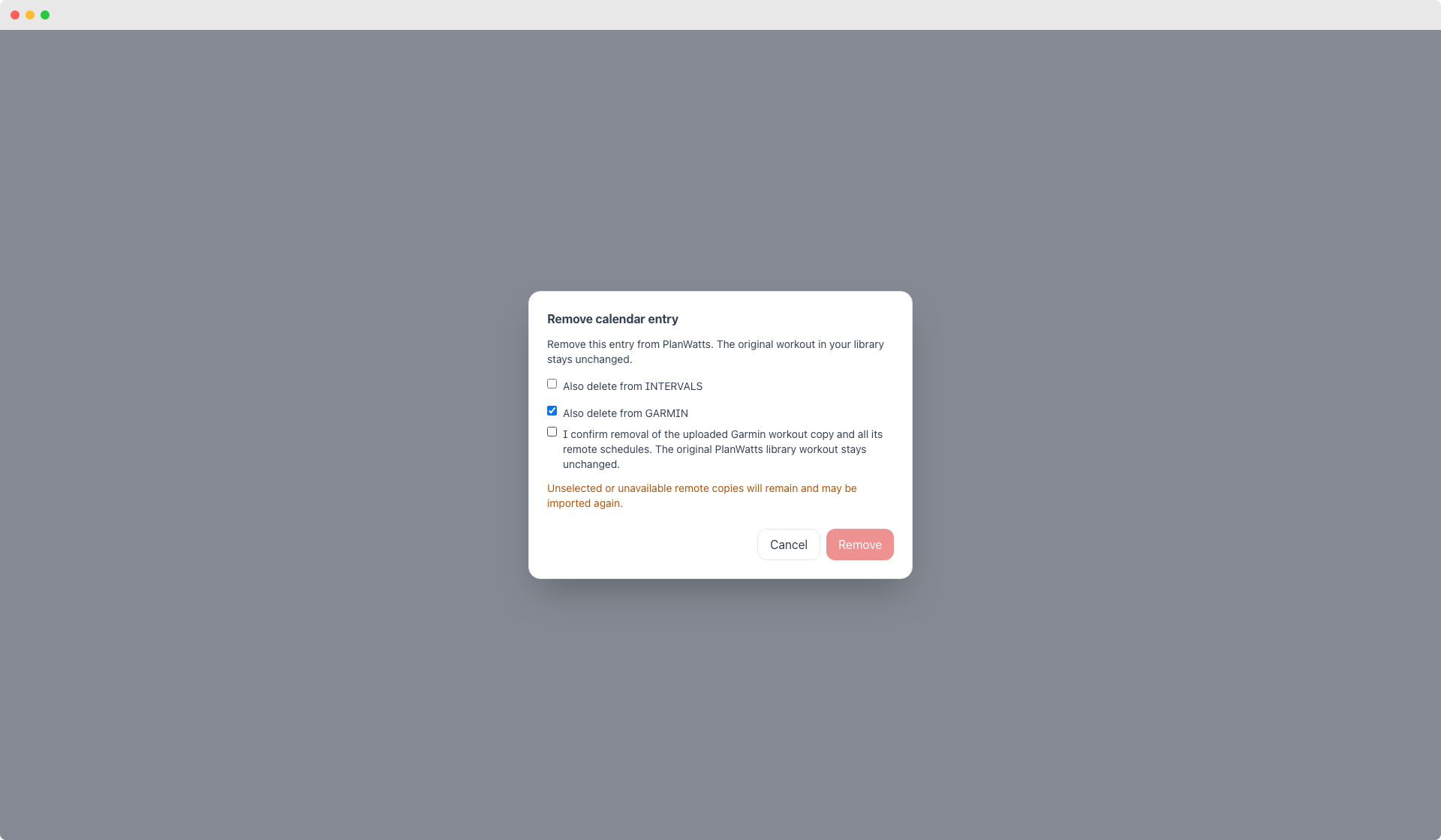 Calendar removal choices