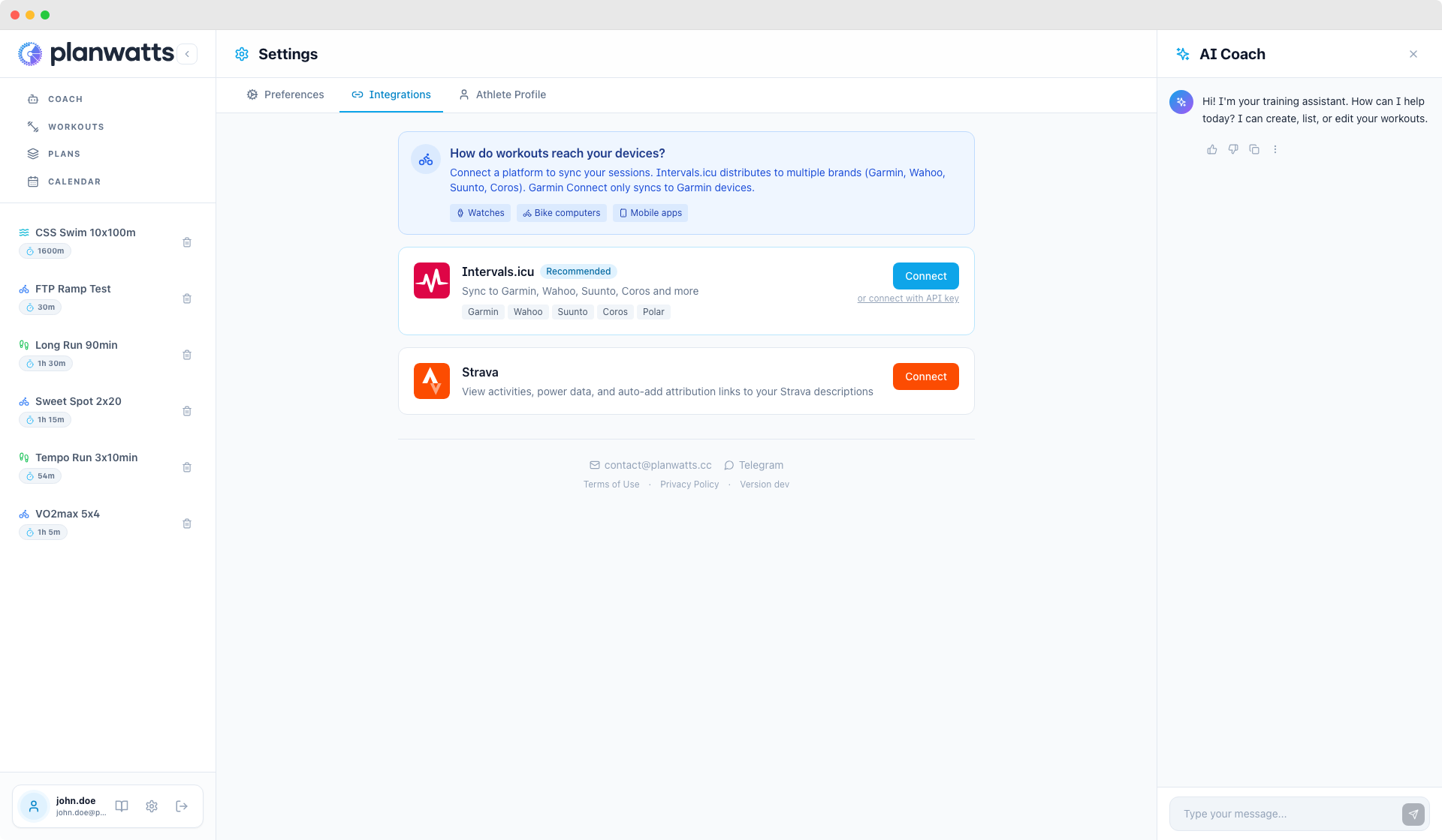 Strava Integrationskarte verbunden