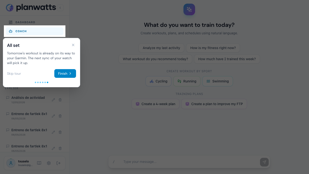 Tour confirmation with the detected device