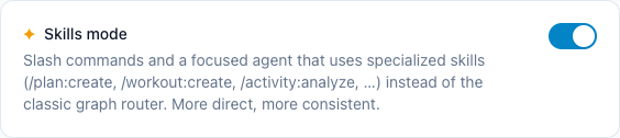 Skills mode is on by default in Settings → Labs