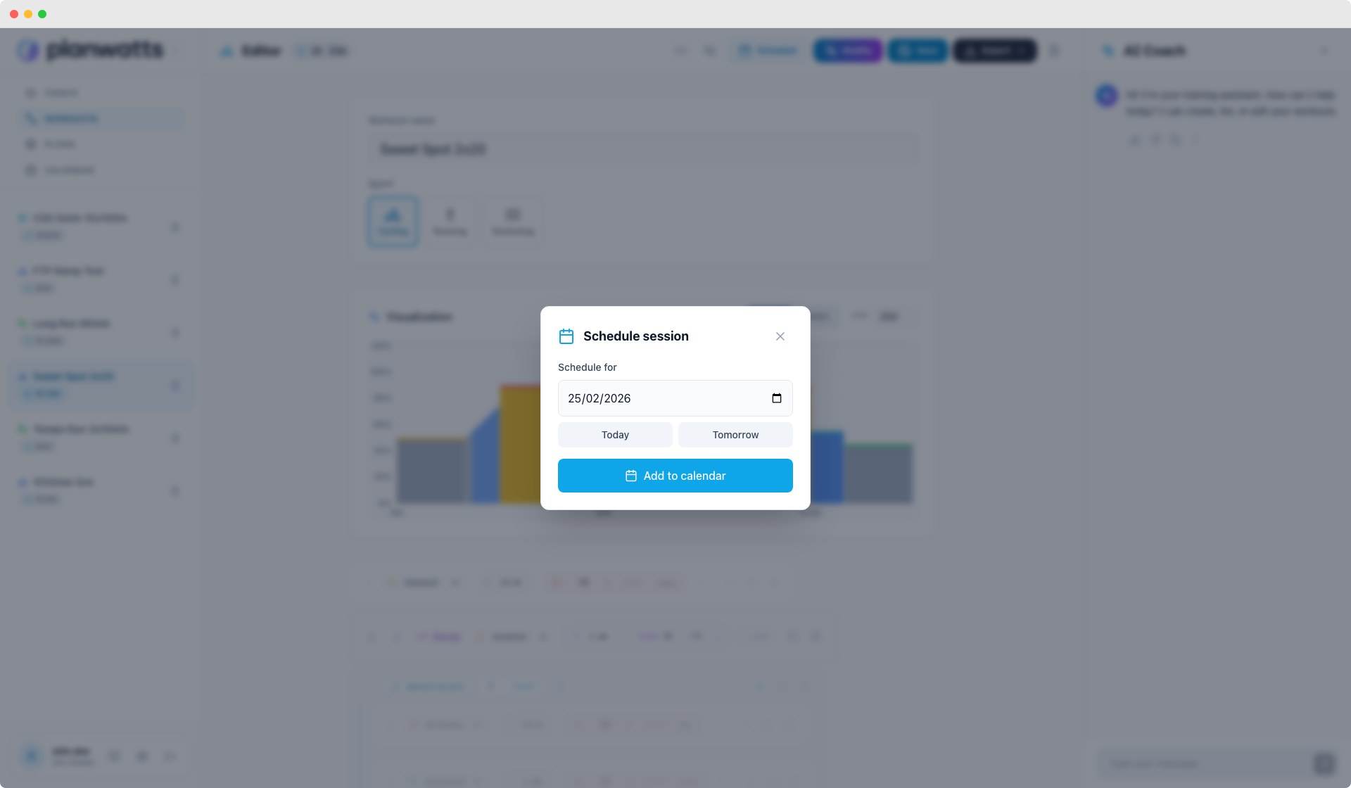 Popover de programación con atajos de fecha y mini calendario